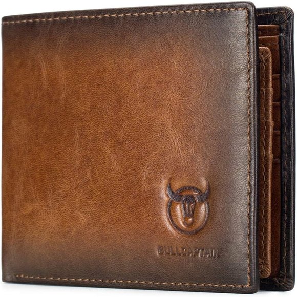 Men Slim Bifold Genuine Leather Front Pocket Wallet with 2 ID Windows QB-05 - Picture 1 of 6